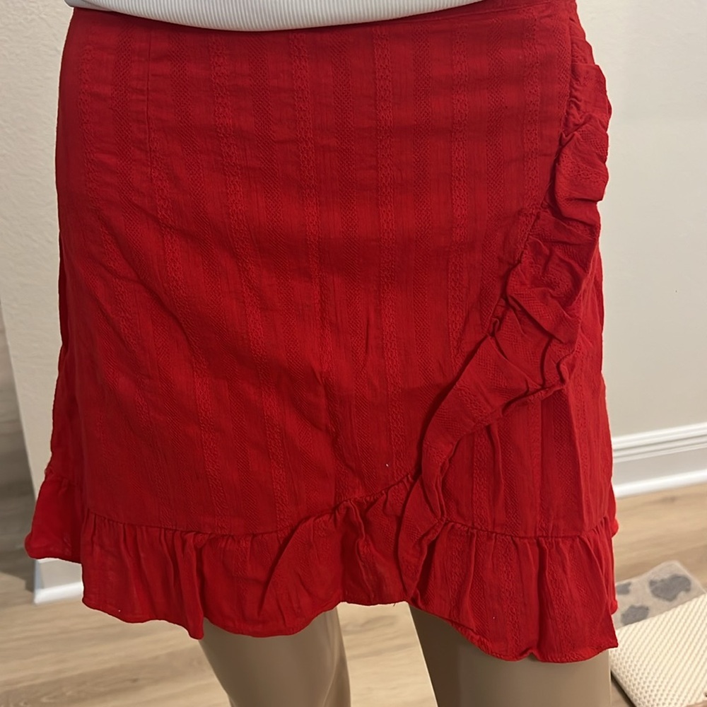 Red Ruffled Women's Skirt - Picture 2 of 4
